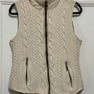 Burberry Brit reversible goose down merino wool cable knit puffer vest (damage)